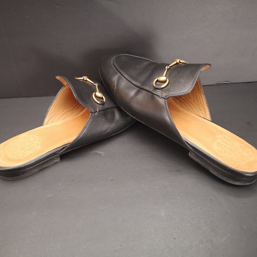 Gucci Ladies Size 39.5 (Approx. 9.5 US) Black Leather Princetown Slipper / Mules - Picture 2 of 9